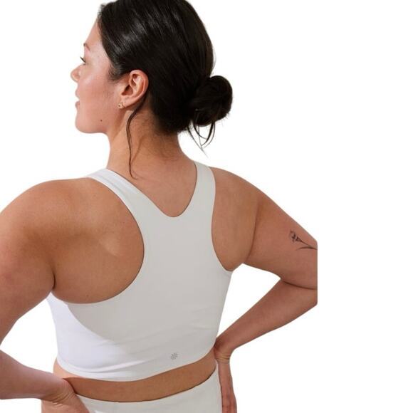 Athleta Women Small Conscious Crop Solid White Build In Bra Yoga Tank - Picture 3 of 10